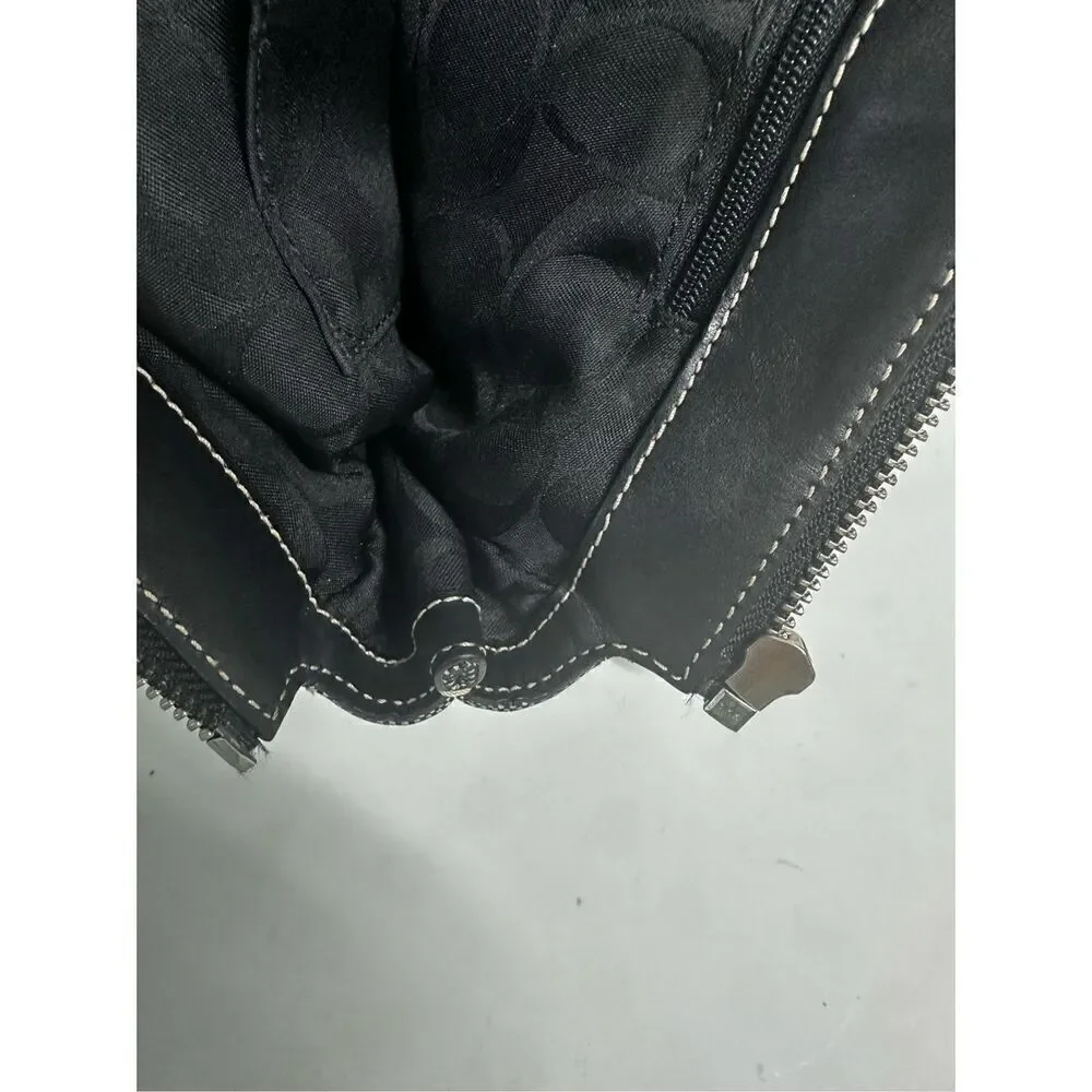 Coach Black and White Bucket Bag LO43-1842 Canvas Leather Black